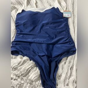 Shade & Shore Blue and White One Piece Swimsuit